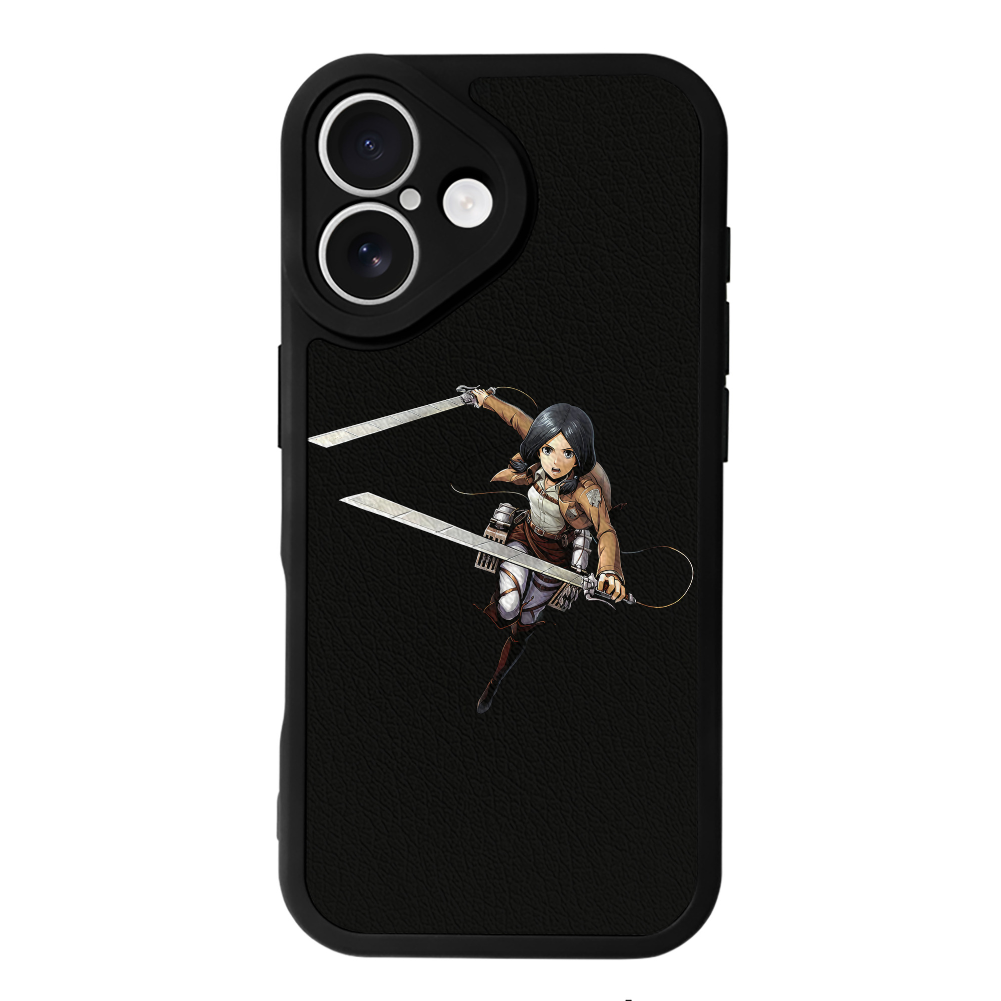 （画像用） 進撃の巨人 ミカサ·アッカーマン Attack on Titan Mikasa Ackerman 【iPhone 16シリーズ対応】シリコンスマホケース（レザー調） 材質：シリコン